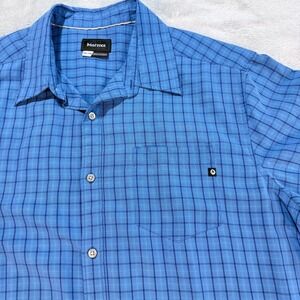 Marmot Men's Blue Plaid Short Sleeve Button Up Shirt XXL  Fit For Life